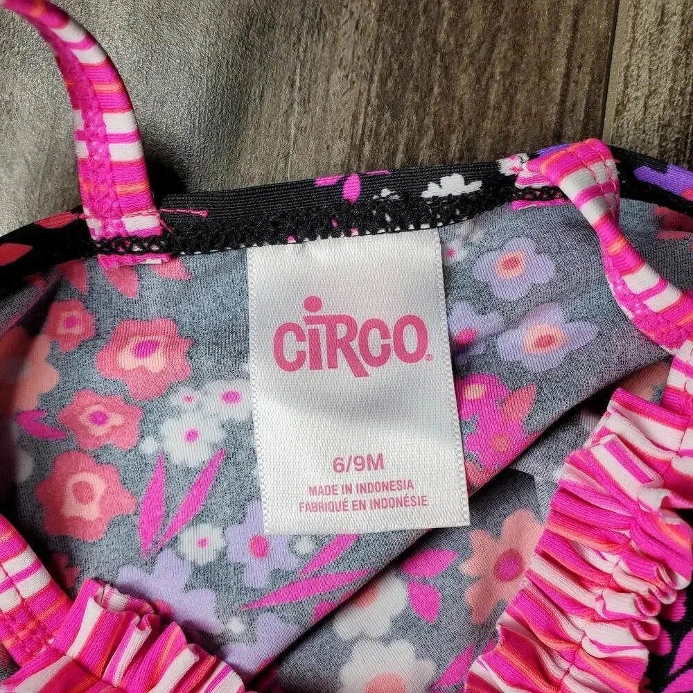 Circo Baby Girl 2 Piece Floral Swimsuit Bathing Suit 6/9 Months NWOT